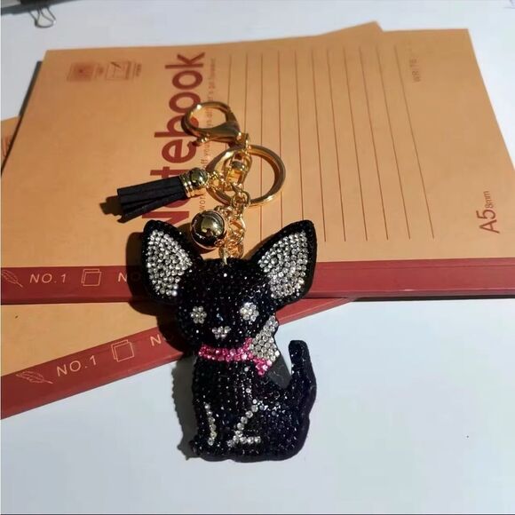 Chihuahua Rhinestone Charm For Purse Keys Car Decoration Puppy Cute Bling 🆕 - Picture 4 of 8
